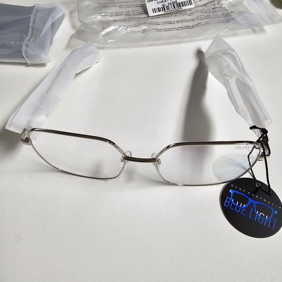 Quay Australia Cheat Sheet Large Square Blue Light Lens Screen Glasses Silver - Picture 5 of 8
